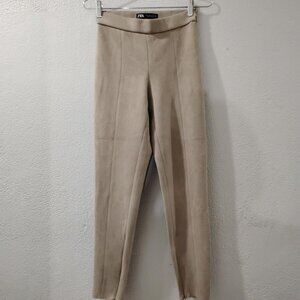 Zara- S-PULL-UP SILK RAYON VELVET PANT SKINNY -S